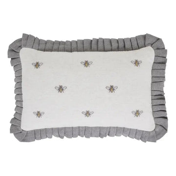 FAIRE - VHC Brands Embroidered Ruffled Bee Pillow 14x22